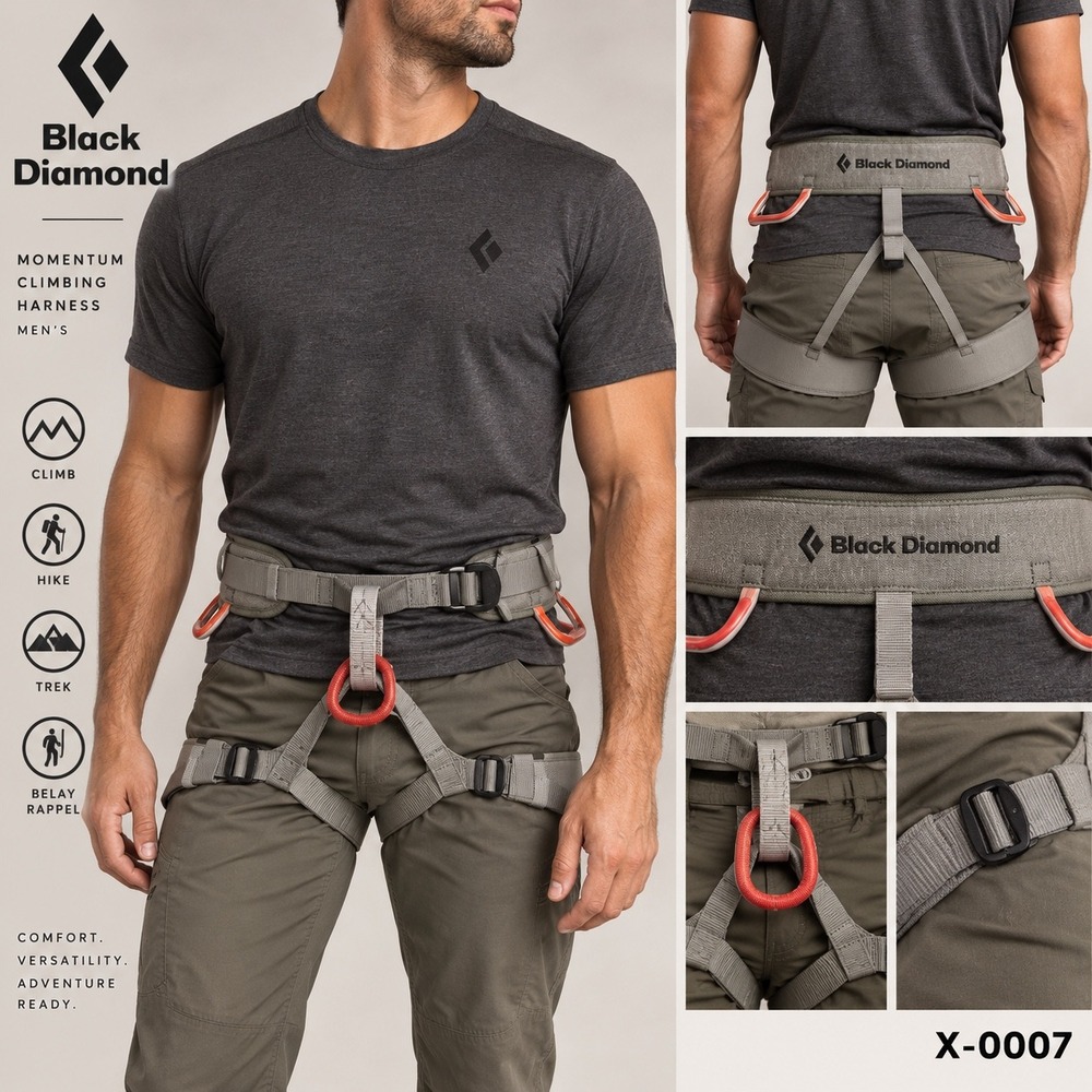 Black Diamond Mens Momentum Climbing Harness Moonstone XL BD650005 X-0007